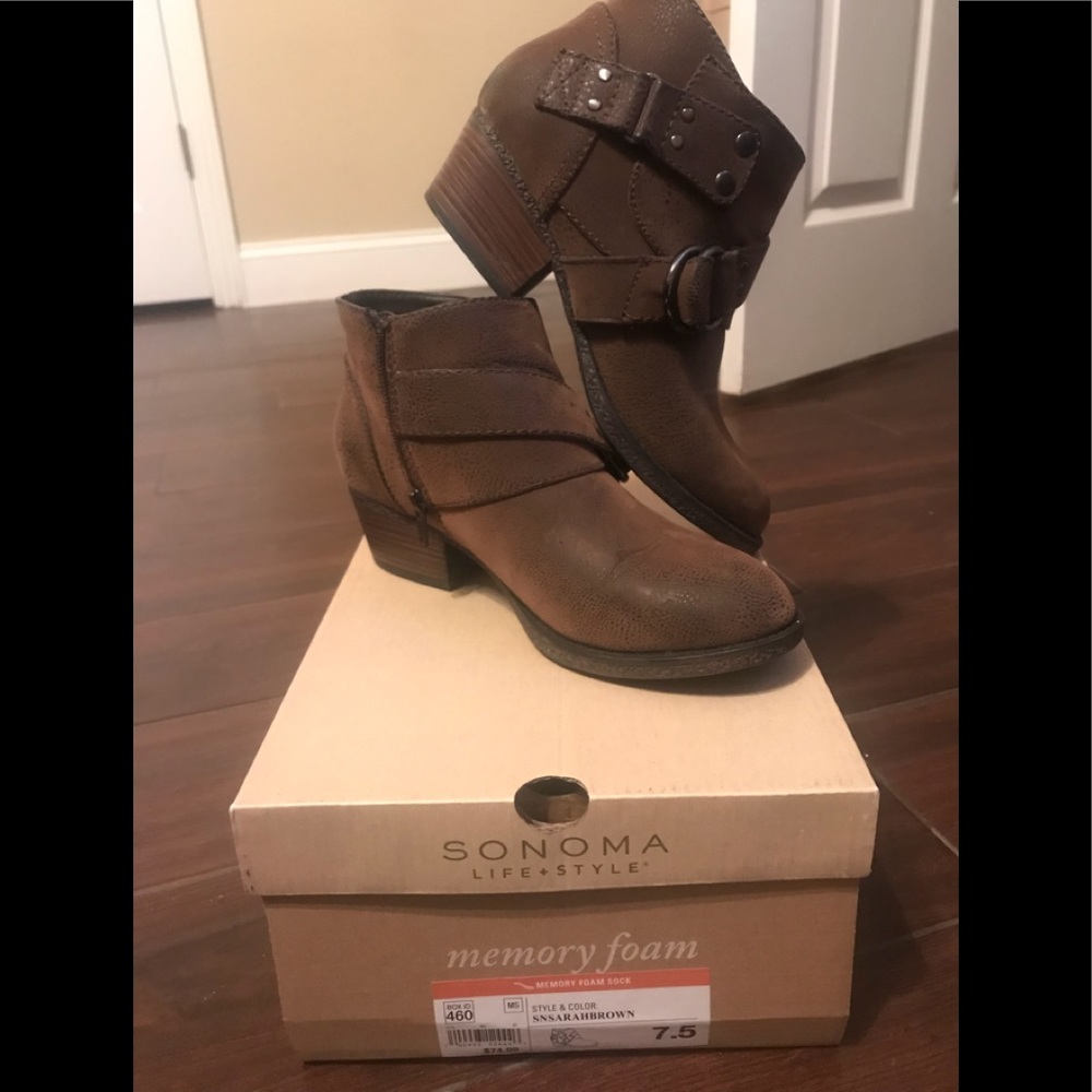 Brown Sonoma memory foam booties